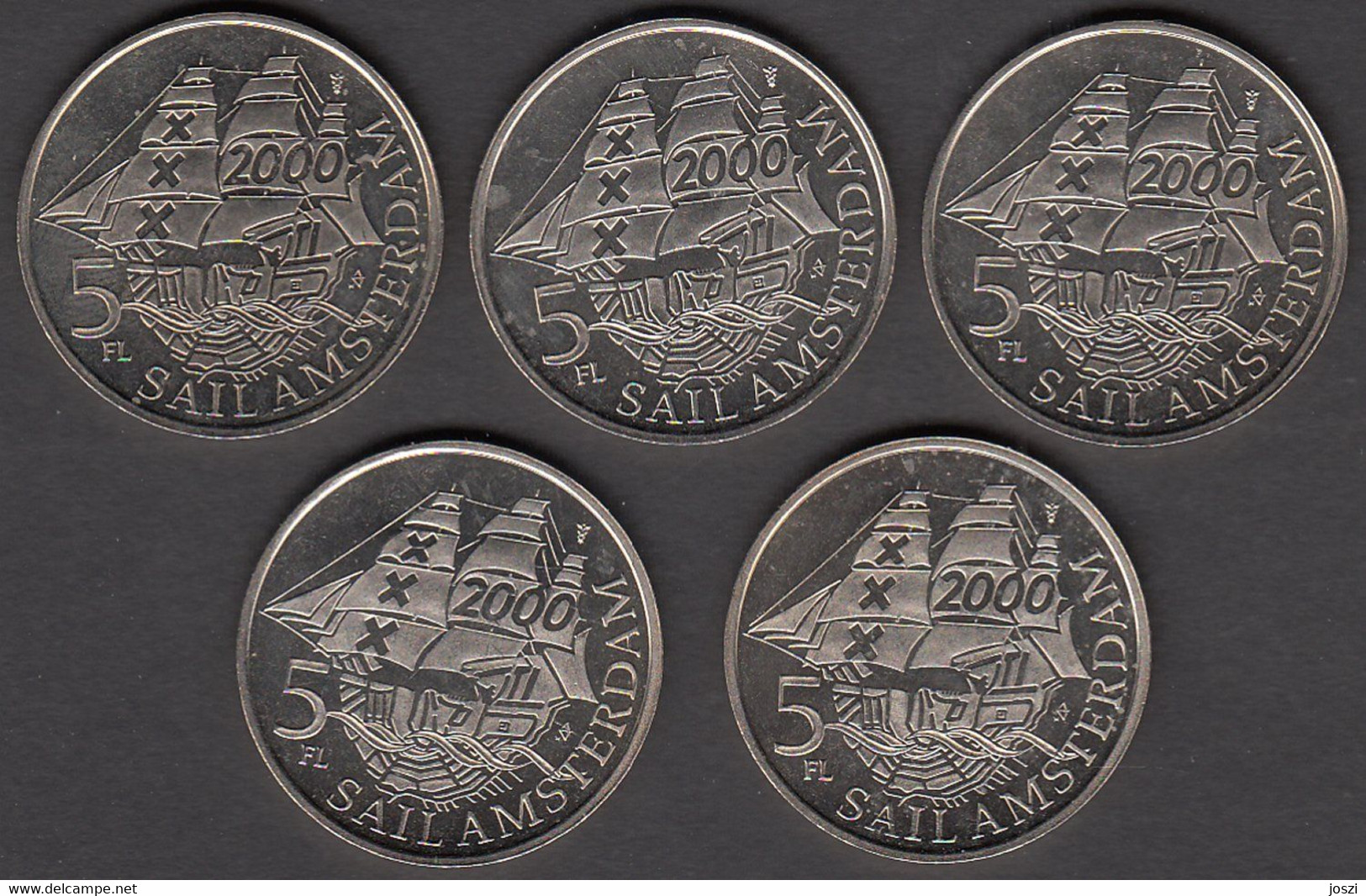 Nederland Set Penningen (5) Sail Amsterdam 2000 5 Florijn - Pièces écrasées (Elongated Coins)