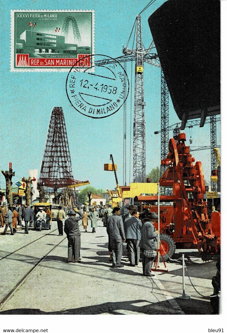 CARTE MAXIMUM SAINT MARIN 1958 FIERA DI MILANO - Storia Postale