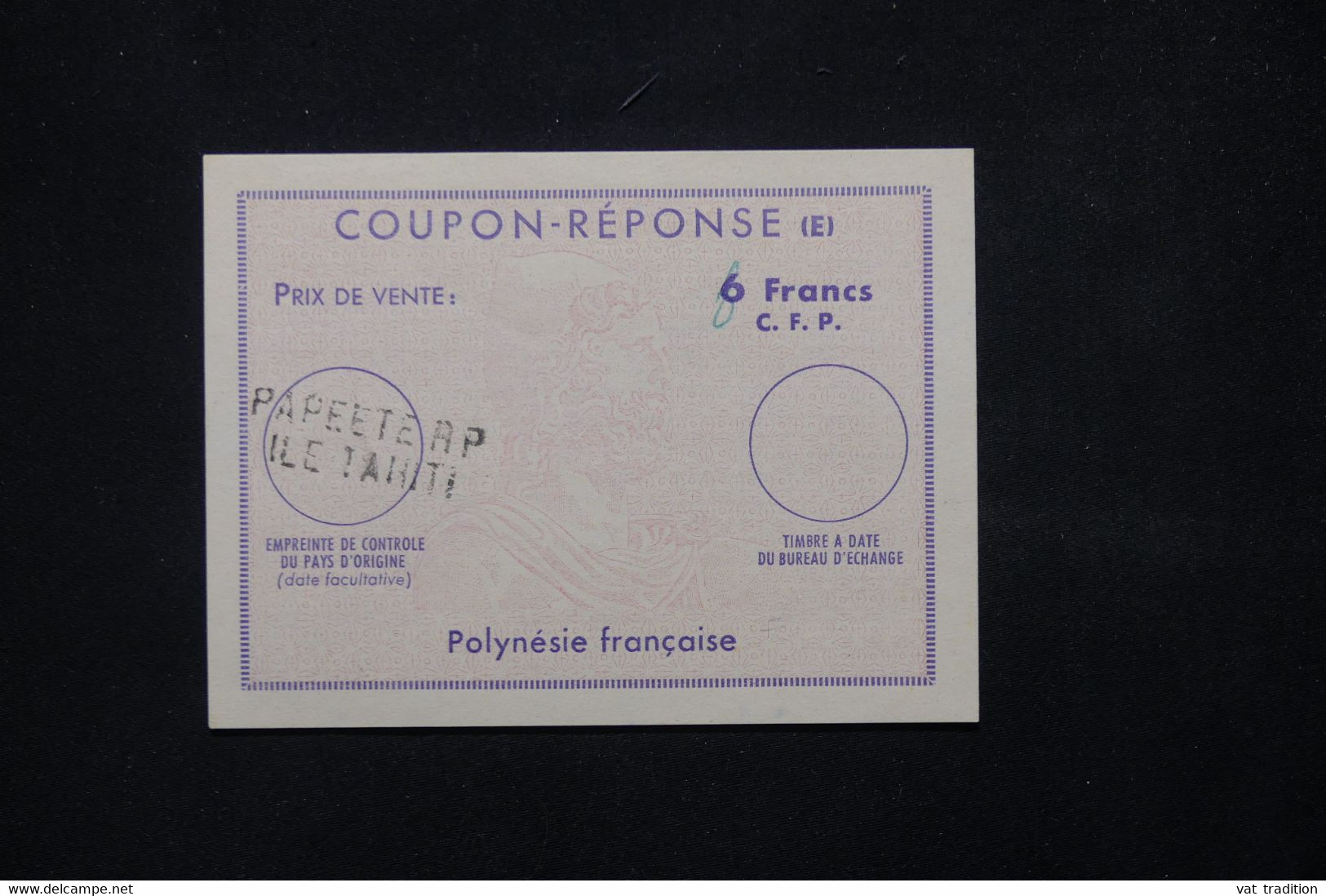 POLYNÉSIE - Coupon Réponse De Papeete - L 78610 - Cartas & Documentos