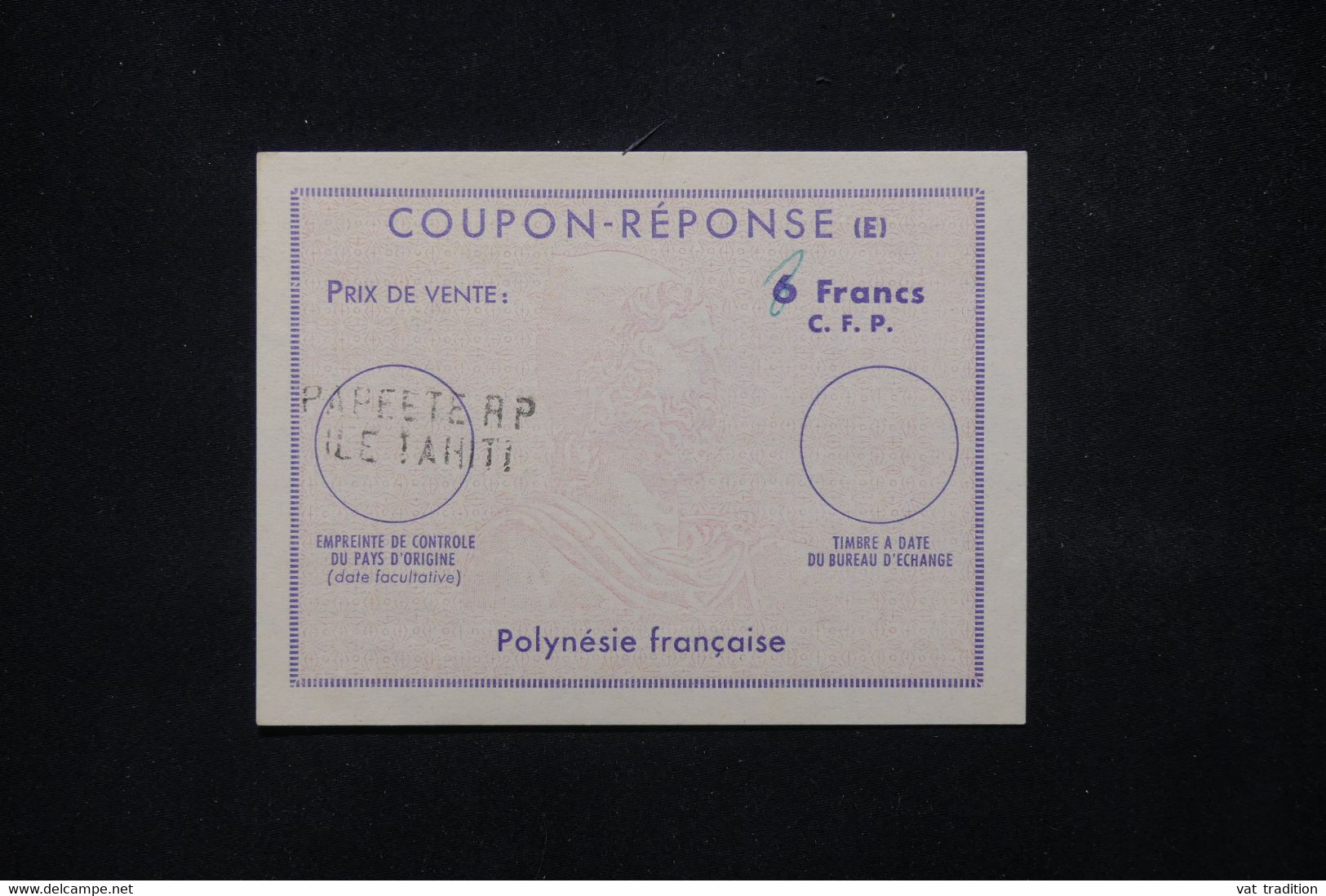 POLYNÉSIE - Coupon Réponse De Papeete - L 78613 - Briefe U. Dokumente