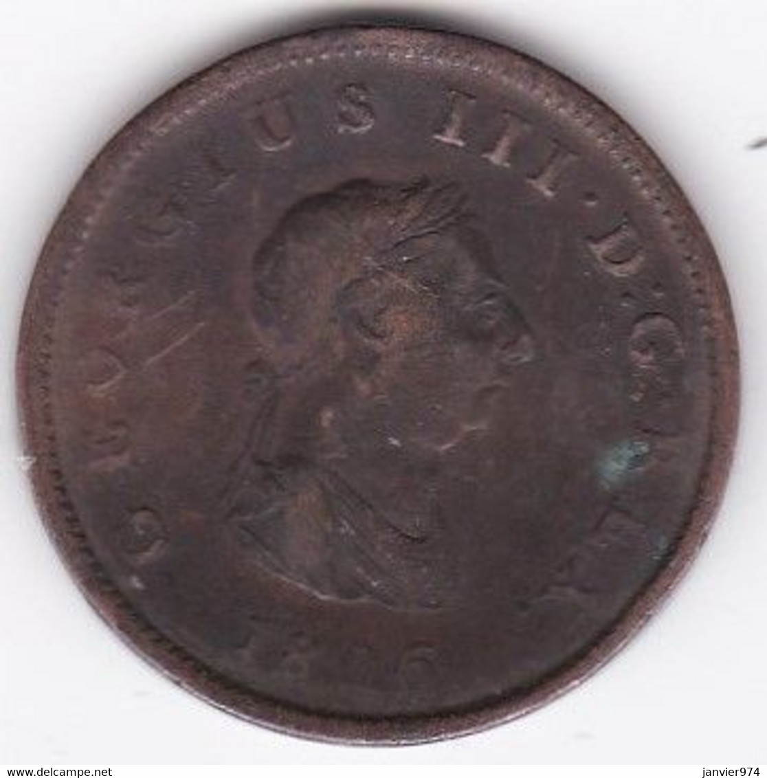 Grande-Bretagne. 1/2 Penny 1806. George III, En Cuivre,  KM# 662 - B. 1/2 Penny