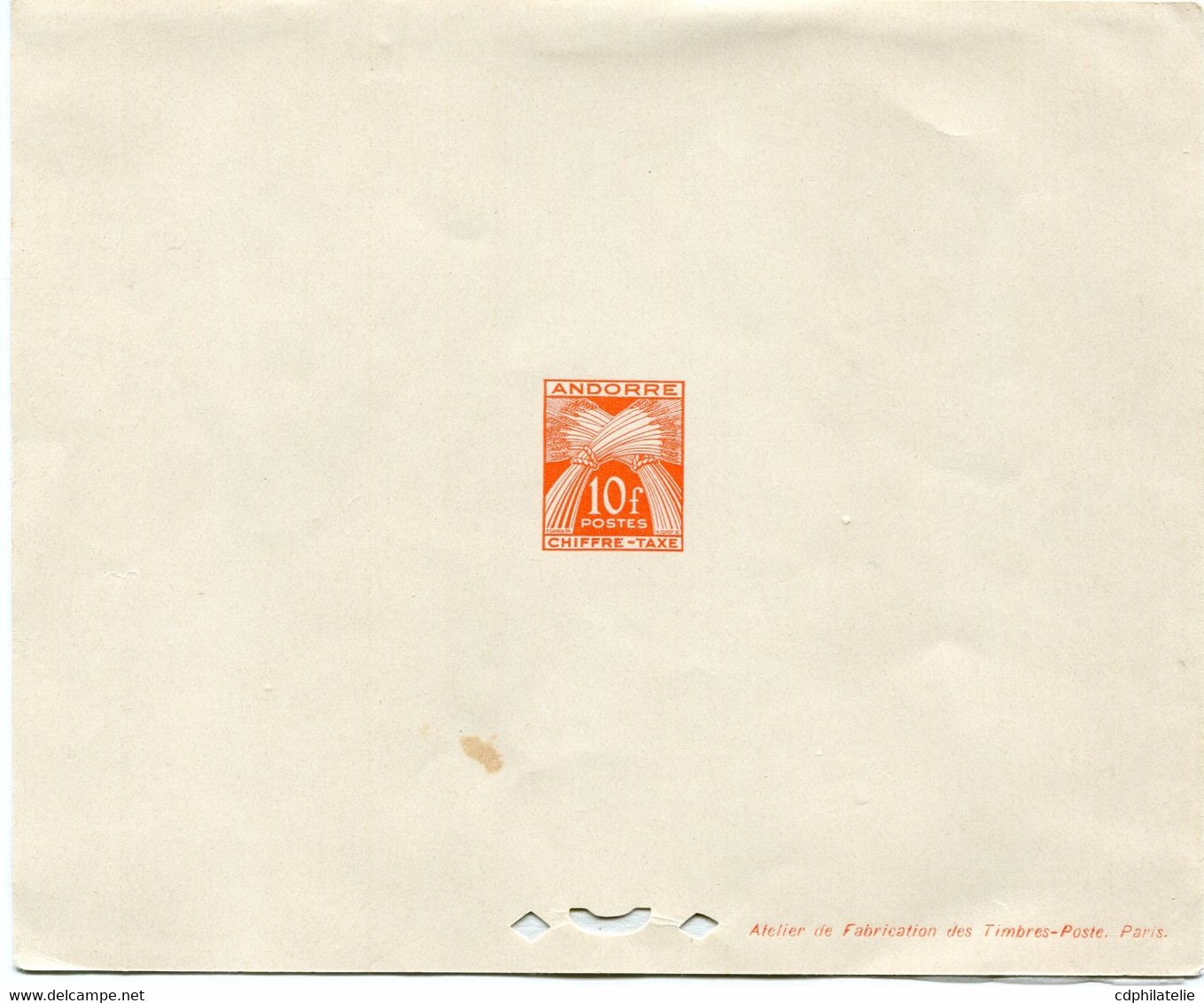 ANDORRE FRANCAIS EPREUVE DE LUXE DU TIMBRE-TAXE N°30 - Unused Stamps