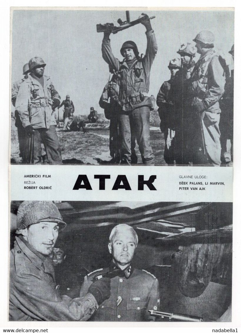 1960? AMERICAN PRODUCTION MOVIE, ATTACK, LEE MARVIN, DIRECTOR ROBERT ALDRICH, LEAFLET - Bioscoopreclame