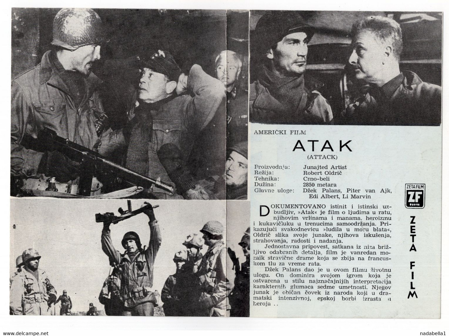 1960? AMERICAN PRODUCTION MOVIE, ATTACK, LEE MARVIN, DIRECTOR ROBERT ALDRICH, LEAFLET - Bioscoopreclame