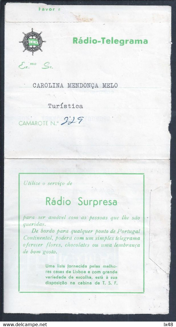 Radio Telegram Colonial Navigation Company - CCN. Ship Prince Henry. Delivered In Salazar. CQW 1965. TSF.  Rare - Covers & Documents