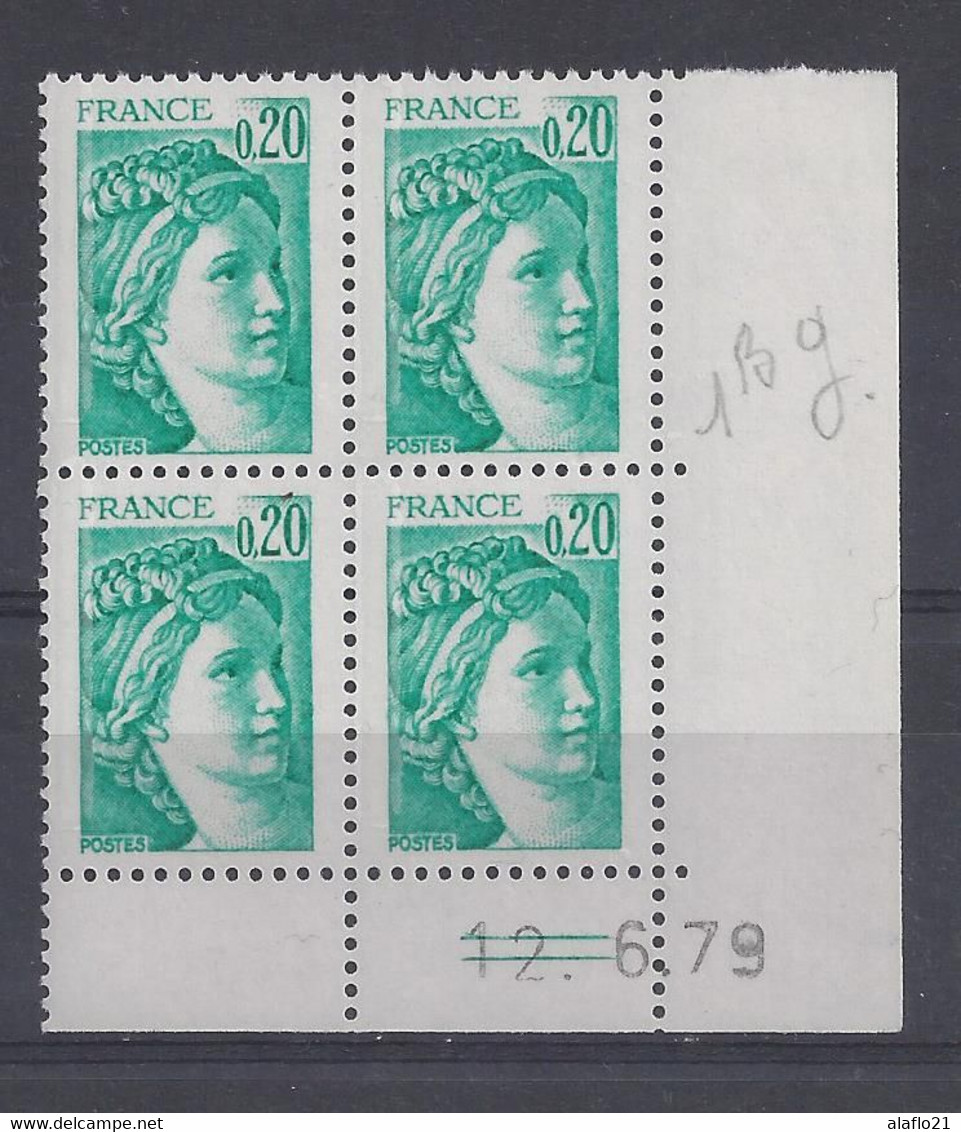 SABINE N° 1967a - BLOC De 4 COIN DATE - NEUF SANS CHARNIERE - 12/6/79 2 Traits - 1970-1979