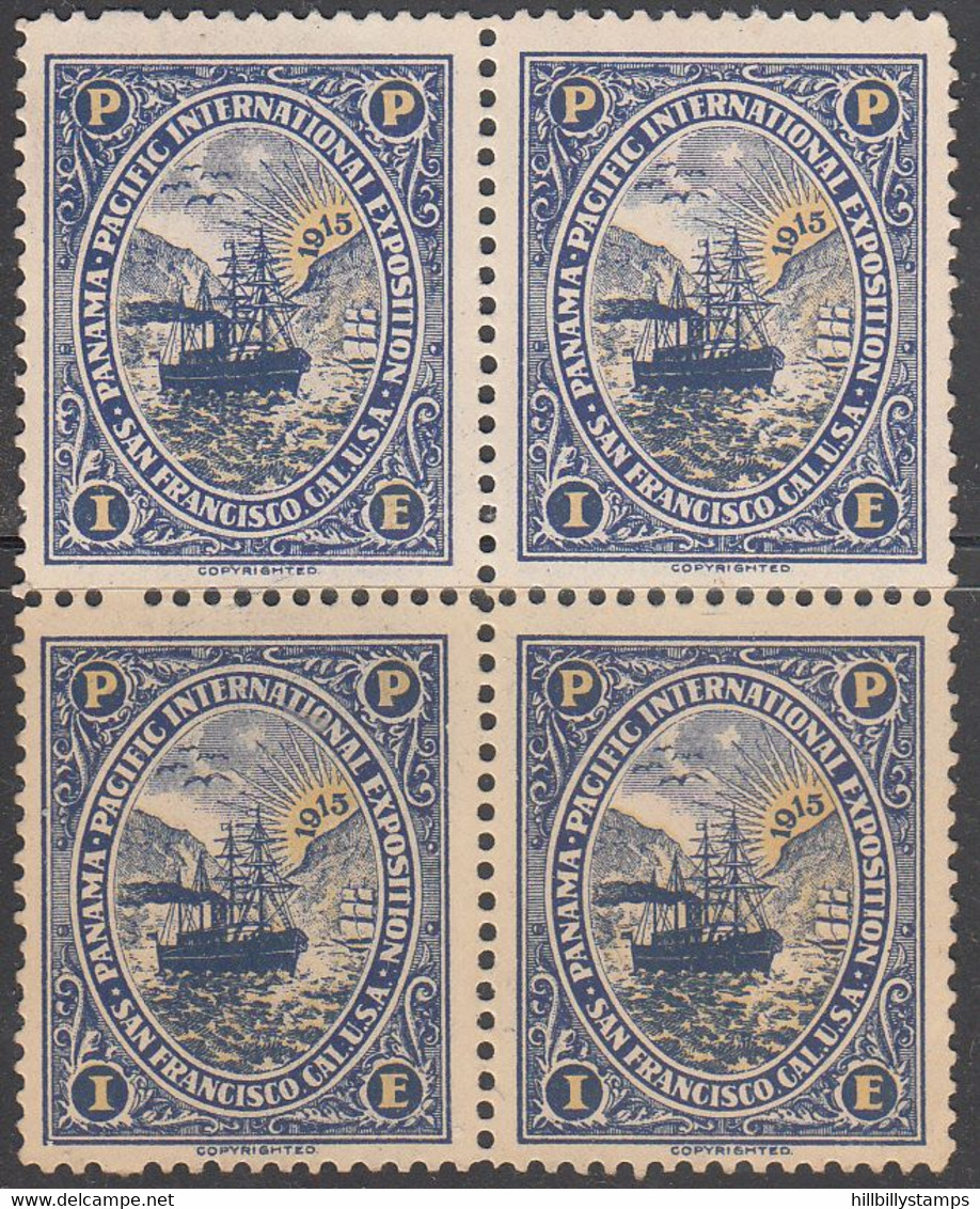 UNITED STATES    -PANAMA PACIFIC INTERNATIONAL EXPOSITION. 1915  SAN FRANCISCO CA  COMMEM  LABEL/STAMP--BLOCK OF 4 - Cartes Souvenir
