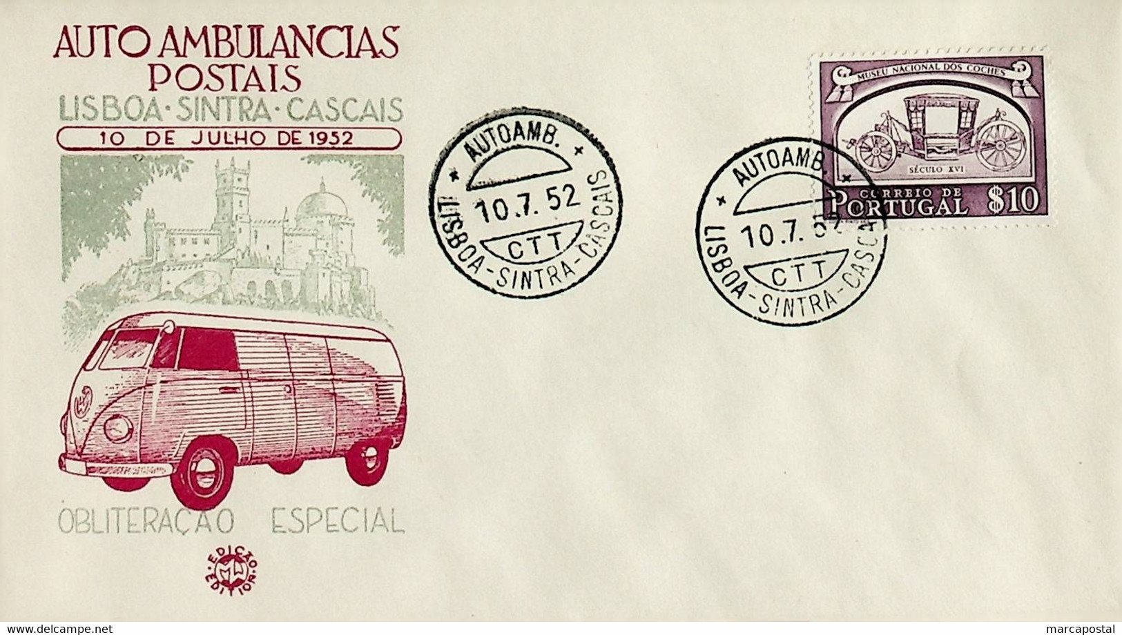 1952. Portugal. Viagem Inaugural Da Autoambulância Lisboa-Sintra-Cascais - Post