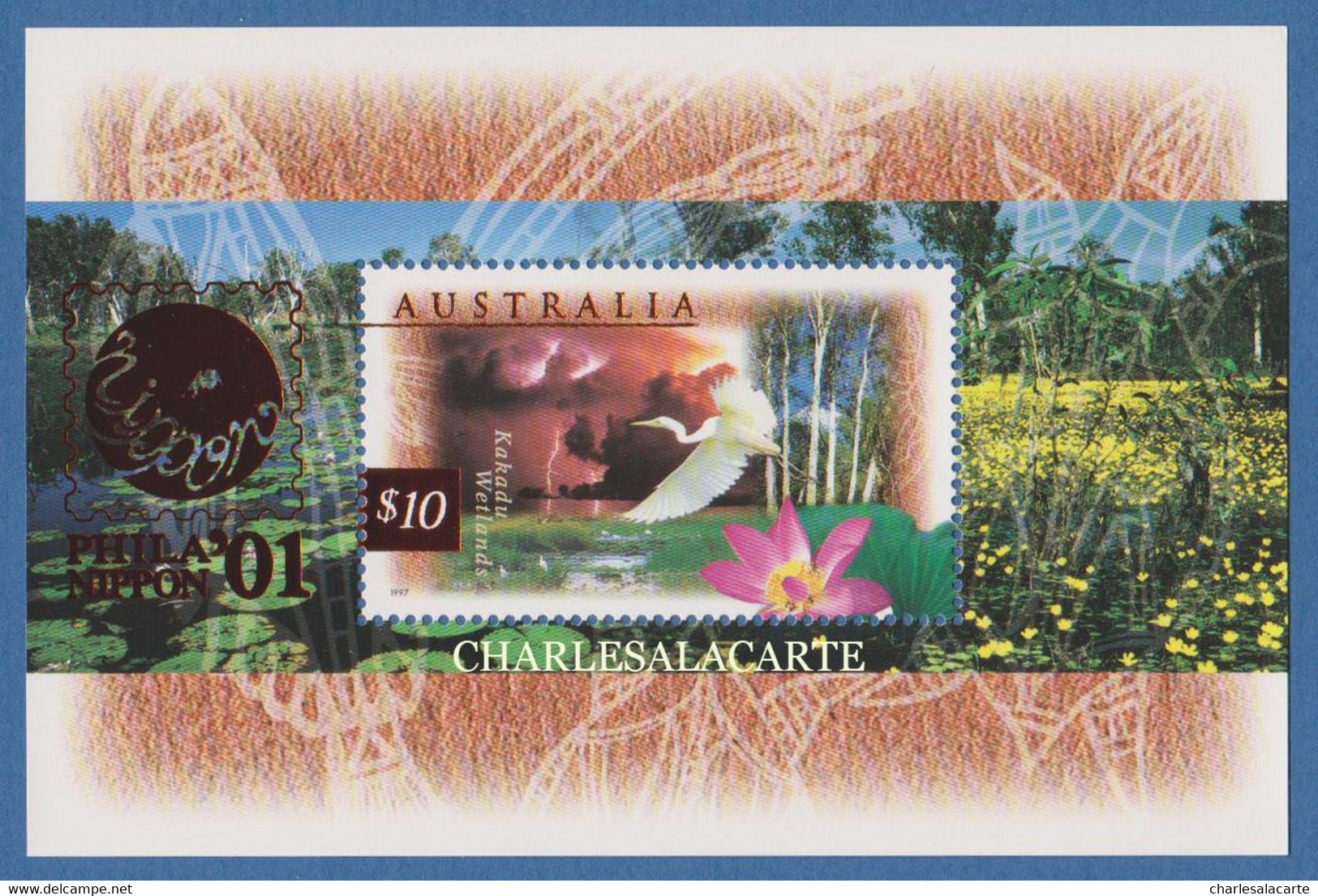 AUSTRALIA 1997  WETLANDS WILDLIFE $10  BIRD M.S. OPT. NIPPON STAMP EXPO.  S.G. MS 1686a   U.M. N.S.C. - Nuovi