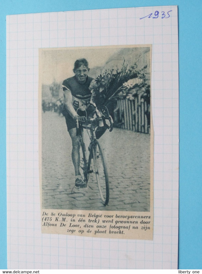 8e Omloop Van België Beroeps (475 Km.) Gewonnen Alfons DE LOOR - 1935 ( Zie Foto Voor Detail ) KRANTENARTIKEL ! - Cyclisme