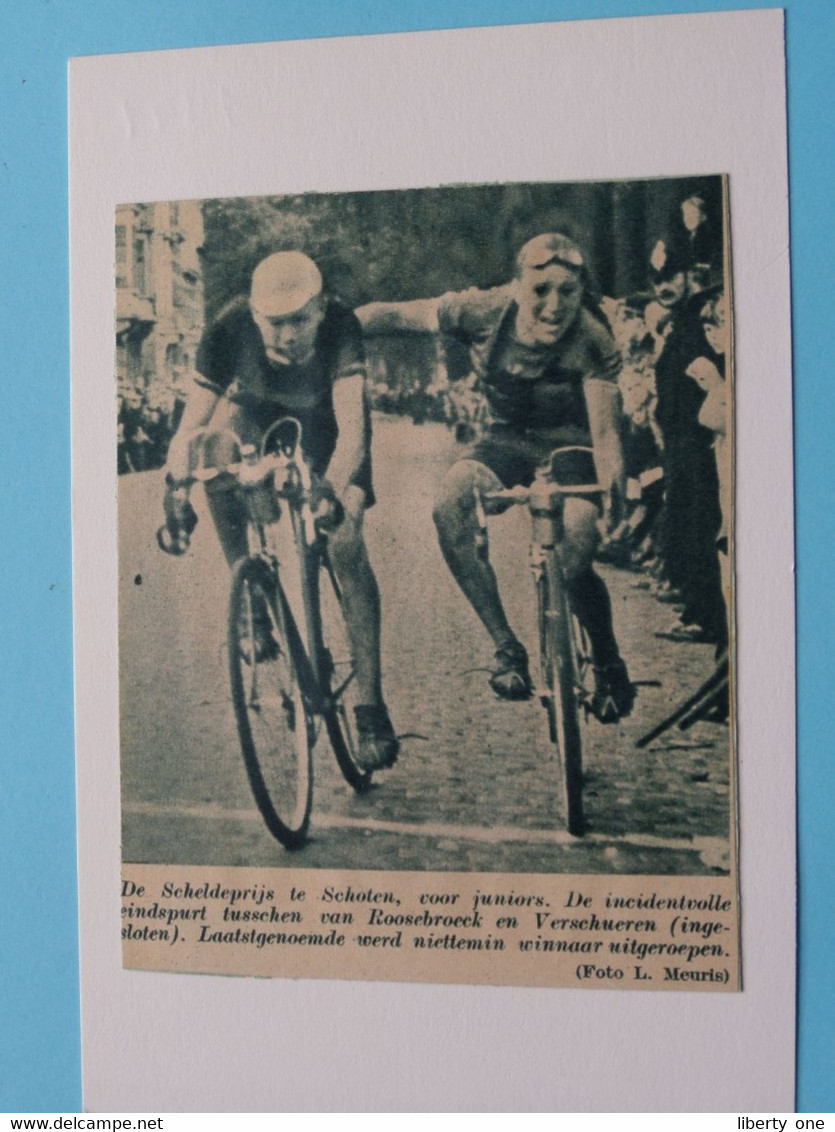 SCHELDEPRIJS Te SCHOTEN Juniors, ROOSEBROECK / VERSCHUEREN Winnaar - 1941 ( Zie Foto Voor Detail ) KRANTENARTIKEL ! - Cyclisme