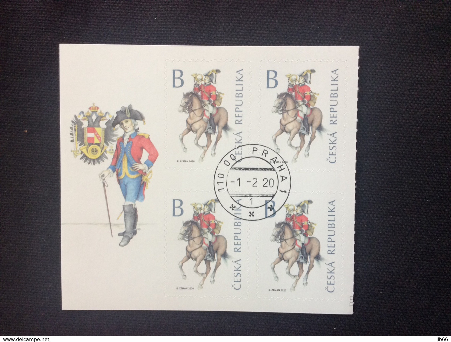 2020 : Po 1060 Bloc De 4 Oblitéré Les Uniformes Postaux : L'uniforme Rouge Du Courrier à Cheval - Oblitérés