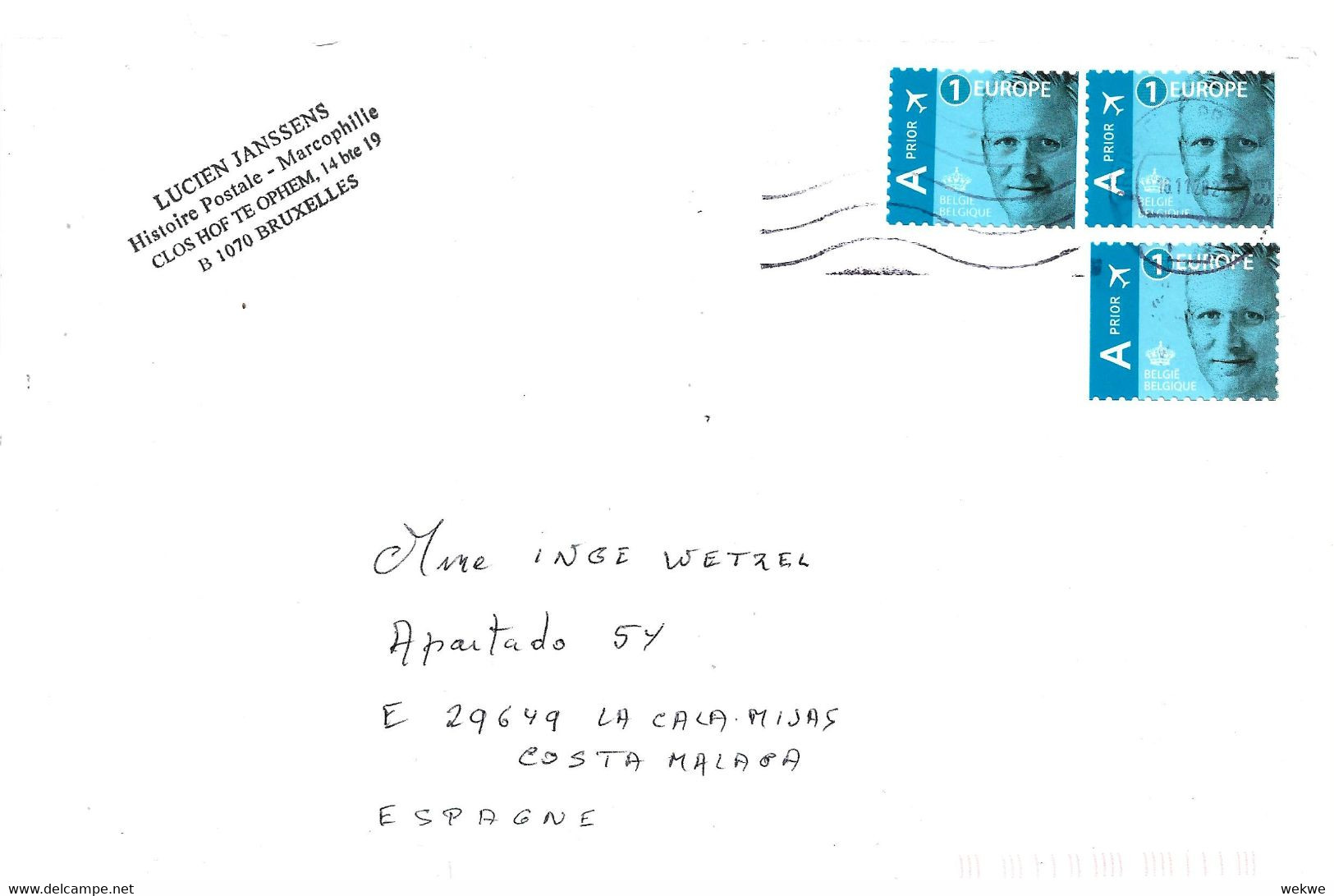 Belgien XX005 / 3-facher Europatarif - Storia Postale