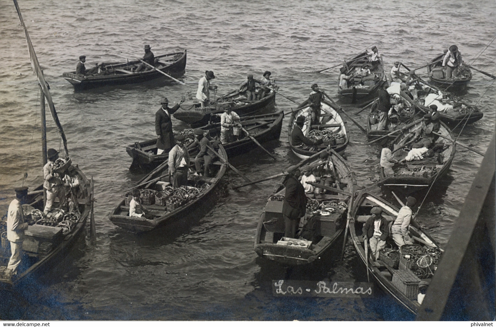 ISLAS CANARIAS / LAS PALMAS   , T.P. NO CIRCULADA ,  PESCA , PESCADORES , BARCAS , EMBARCACIONES , FISH , FISHER , SEA - Gran Canaria