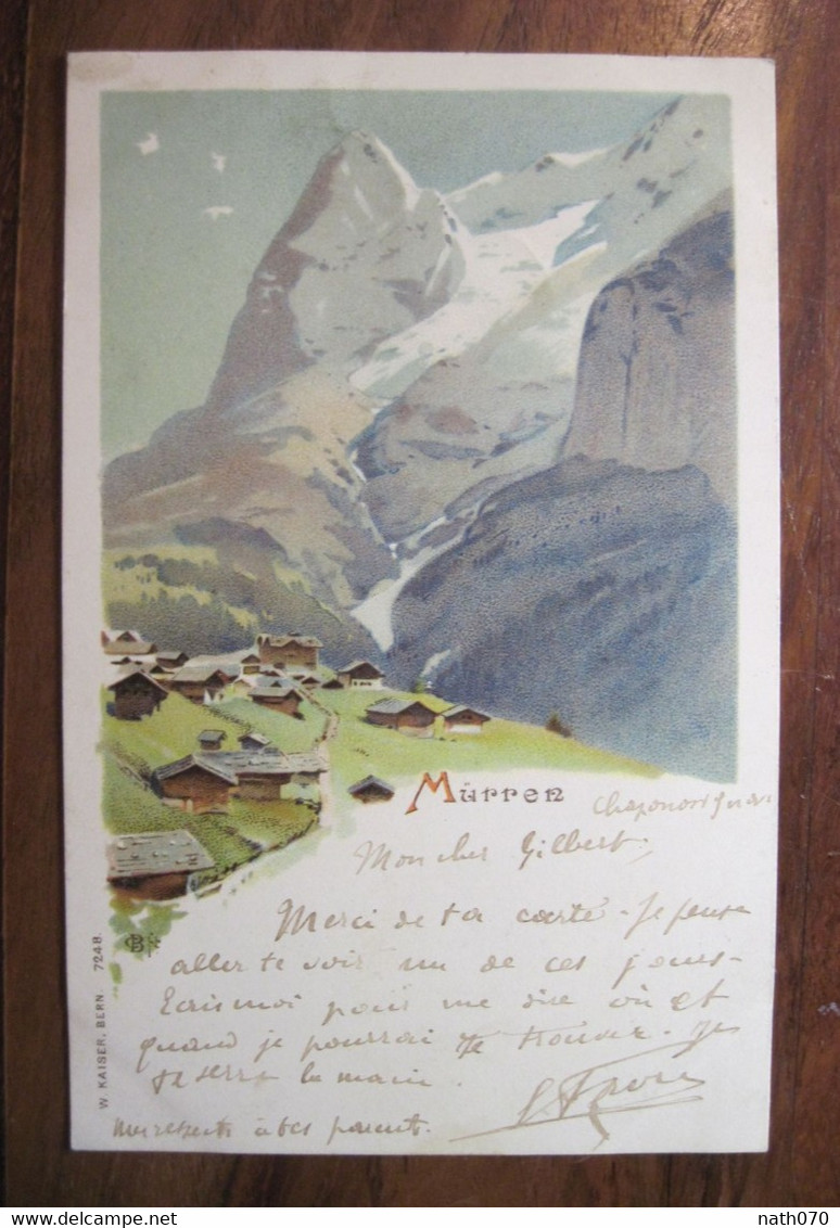 SUISSE 1900 Gruss Aus CPA Litho Schweiz Lithographie Mürren Kt. Bern Suisse Chalet Voyagée - Berne