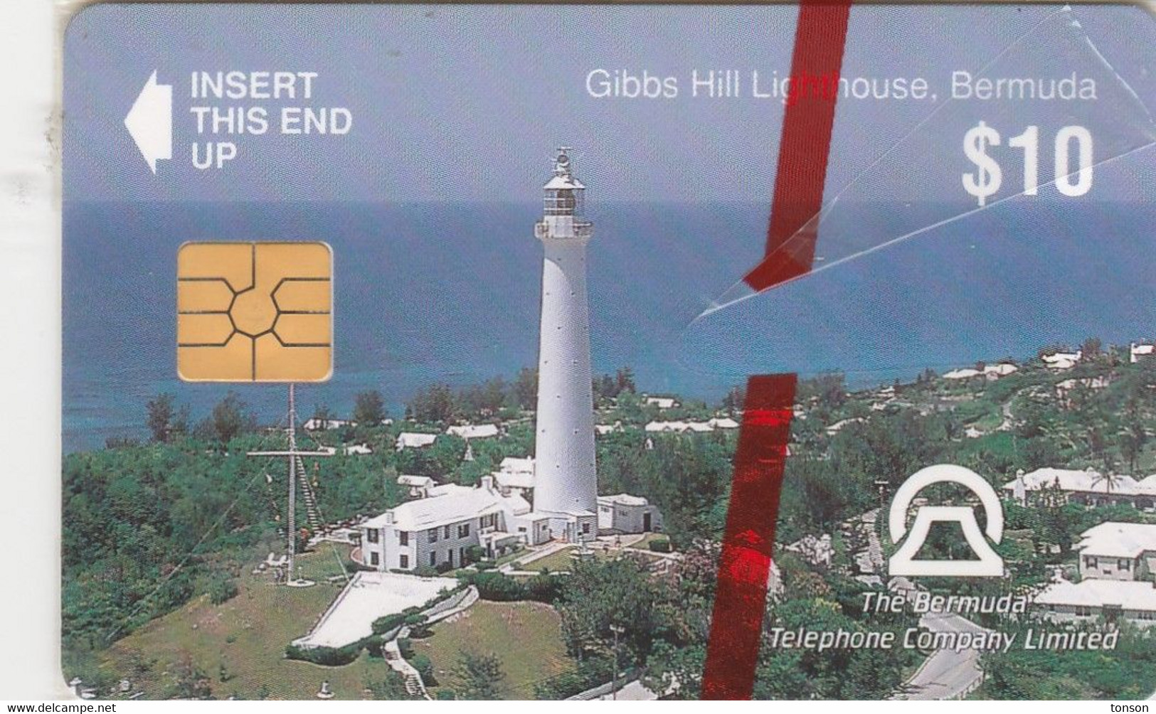 Bermuda, BER-30, Gibbs Hill Lighthouse, No Control, Mint In Blister (torn), 2 Scans.   Chip : GEM2 (Black/Grey) - Bermudas