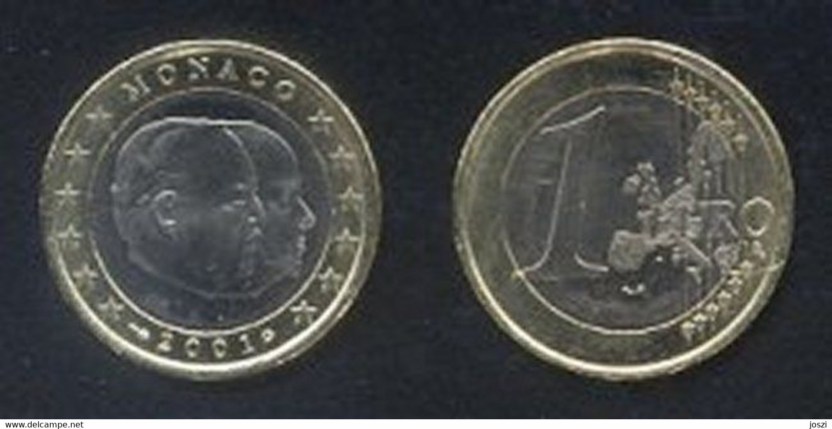 Monaco 1 En 2 Euro 2001 UNC (lastig) In Munthouders - Monaco