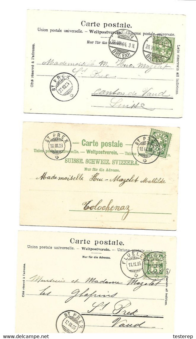 3 St. BERN/St PREX 1904 + FLUELEN 1905/ St. PREX + ST PREX 1903 - Autres & Non Classés