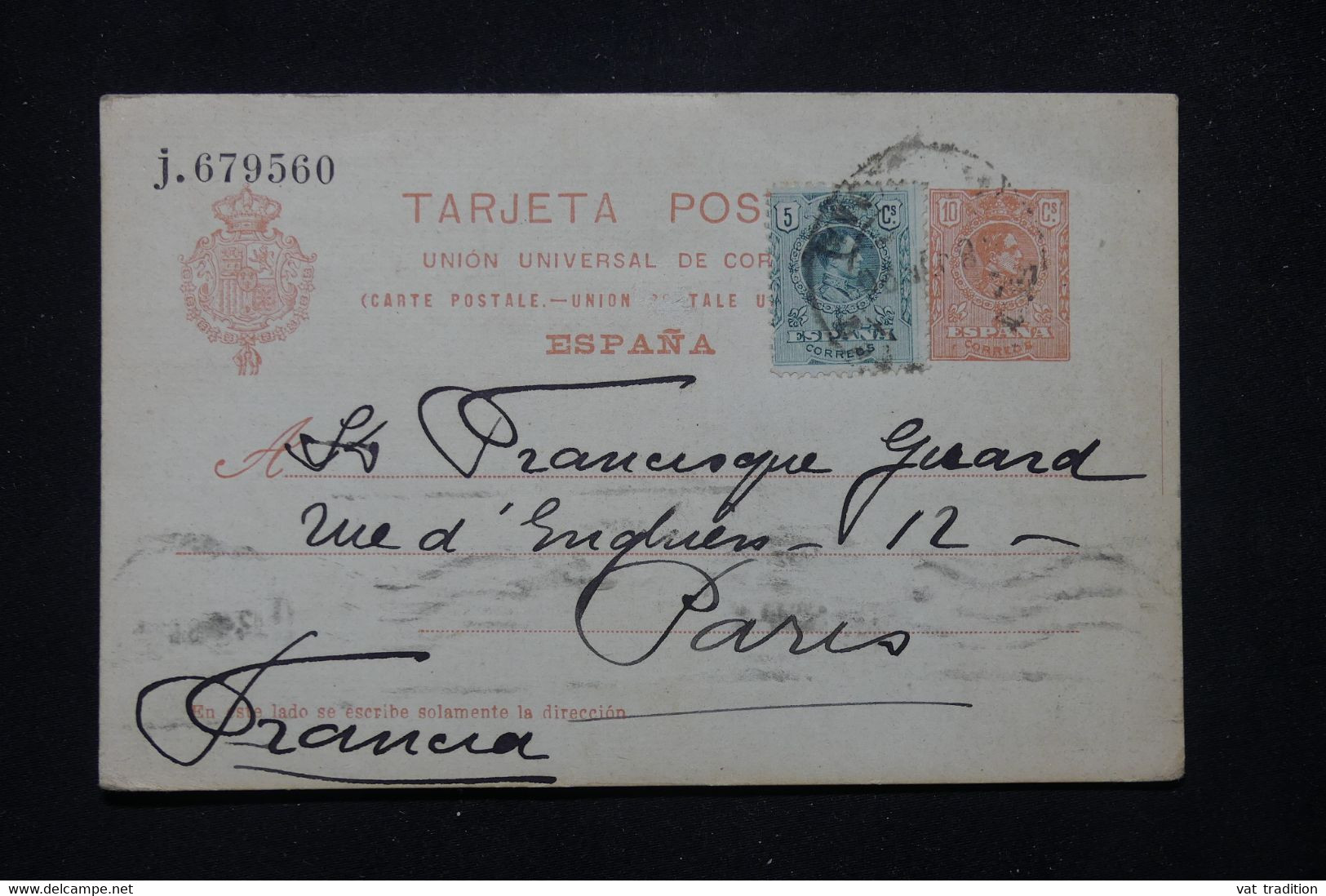 ESPAGNE - Entier Postal + Complément De Barna Pour Paris En 1920 - L 78686 - 1850-1931