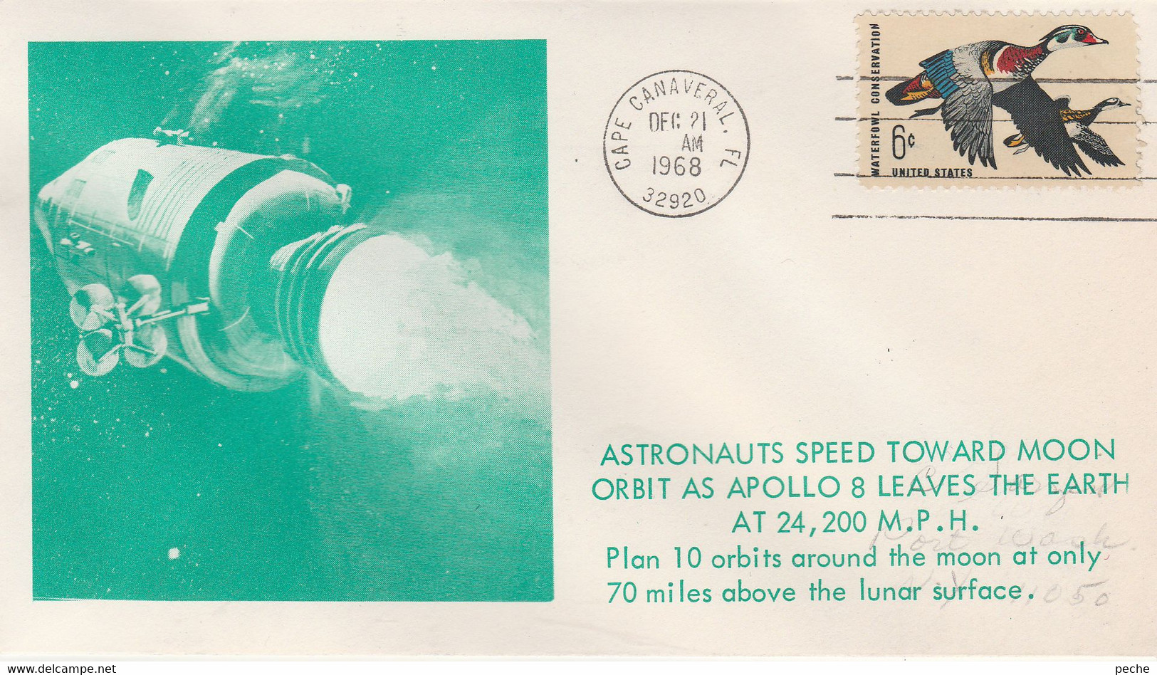 N°837 N -lettre (cover) Astronauts Speed Toward Moon Apollo 8 - North  America