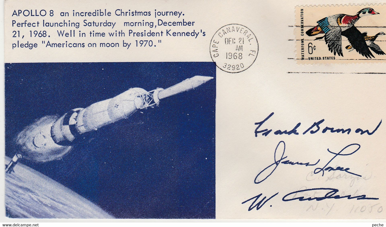 N°838 N -lettre (cover)  Apollo 8 -signature (fac Similé) Frank Borman ..... - America Del Nord