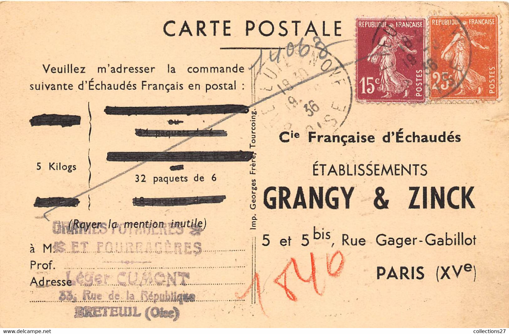 PARIS-75015-5 ET 5 BIS RUE GAGER-GABILLOT- ETABLISSEMENTS GRANGY ET ZINCK, CHARGEMENT DES VOITURES - Paris (15)