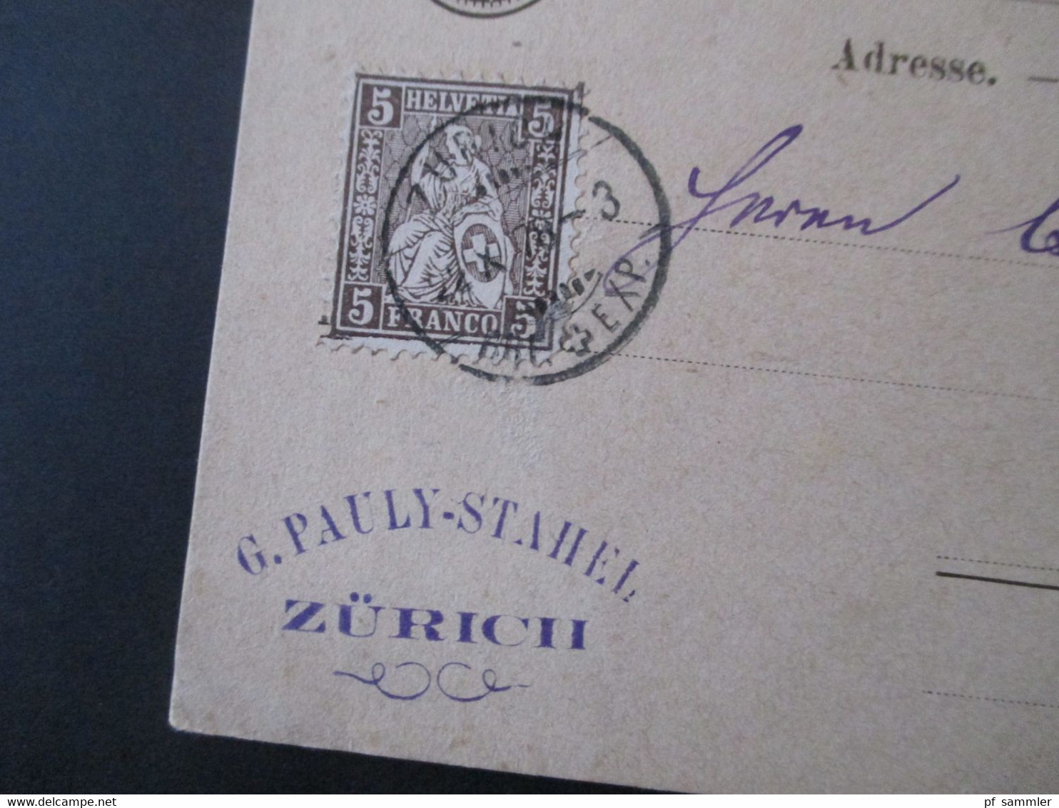 Schweiz 1878 Ganzsache Mit Zusatzfrankatur Nr. 22 G. Pauly - Stahel Zürich Fernpostkarte Nach Cöln Am Rhein - Lettres & Documents