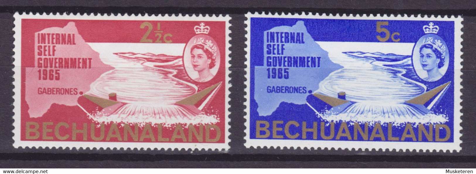 Bechuanaland 1965 Mi. 173-74    2c. & 5c. Self Government Landkarte Notwani River, MH** - 1965-1966 Autonomia Interna