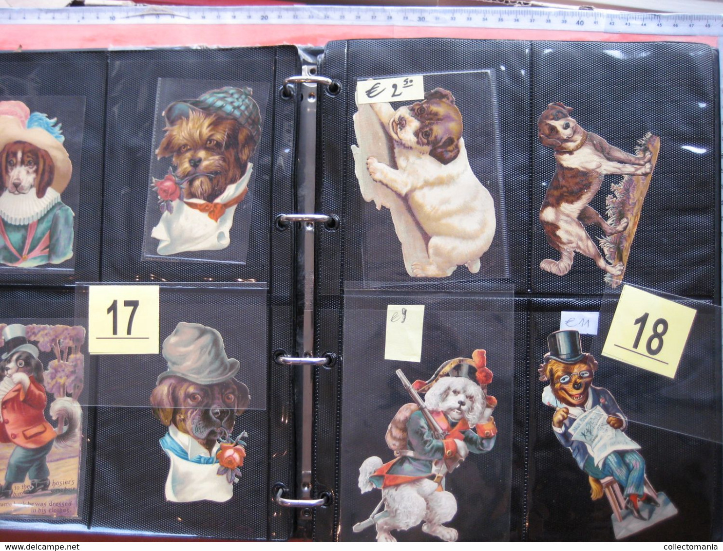 SCRAPS_MAP25 COLLECTION anno 1880 à 1900 Litho prints (count yourself ) die-cuts anthropomorph Dogs Hunden Chien