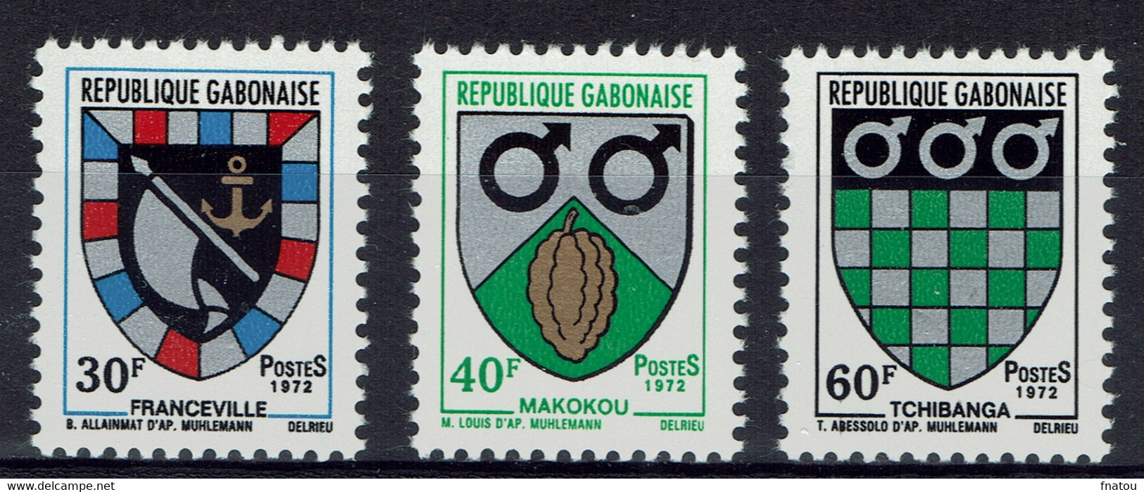 Gabon, Coat Of Arms, Franceville, Makokou And Tchibanga, 1972, MNH VF - Gabun (1960-...)