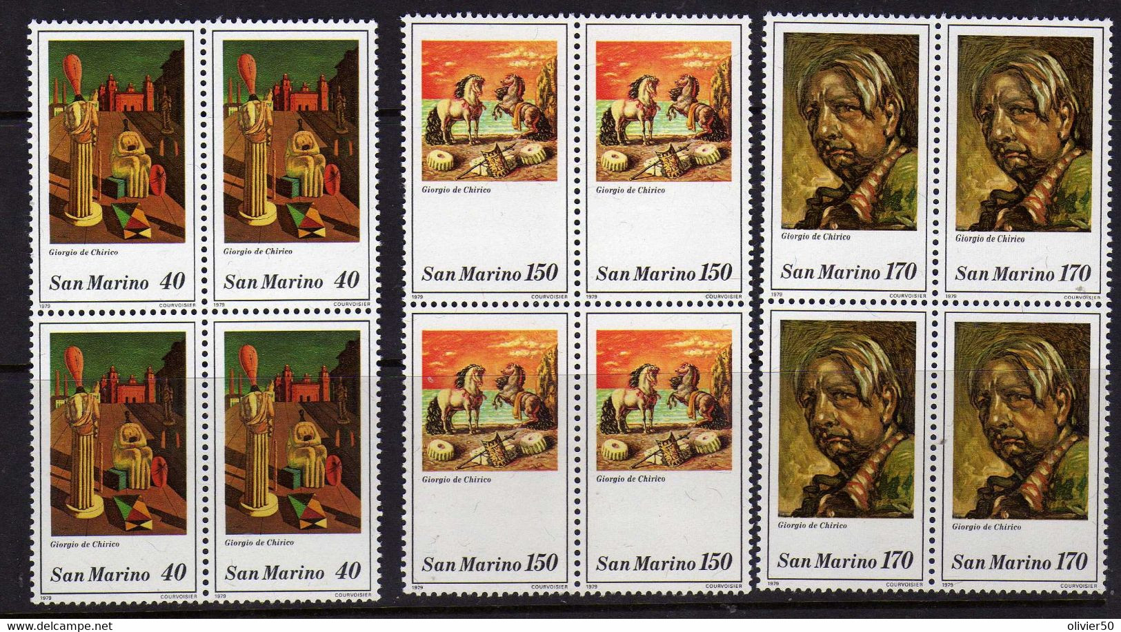 Saint-Marin  (1979)  - Peintre Giorgio De Chirico  - Tableaux  - En Blocs De Quatre  -  Neufs** - Unused Stamps