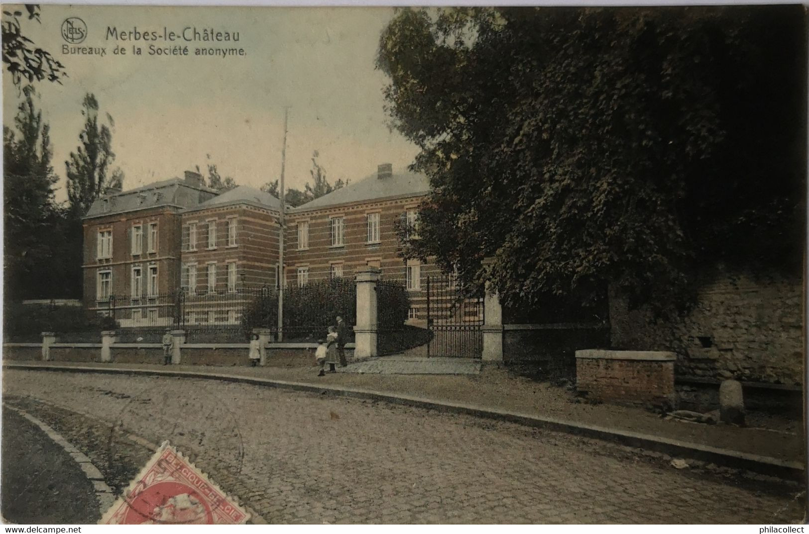Merbes Le Chateau // Bureaux De La Societe Anonyme (Color!) 1909 Rare - Merbes-le-Château