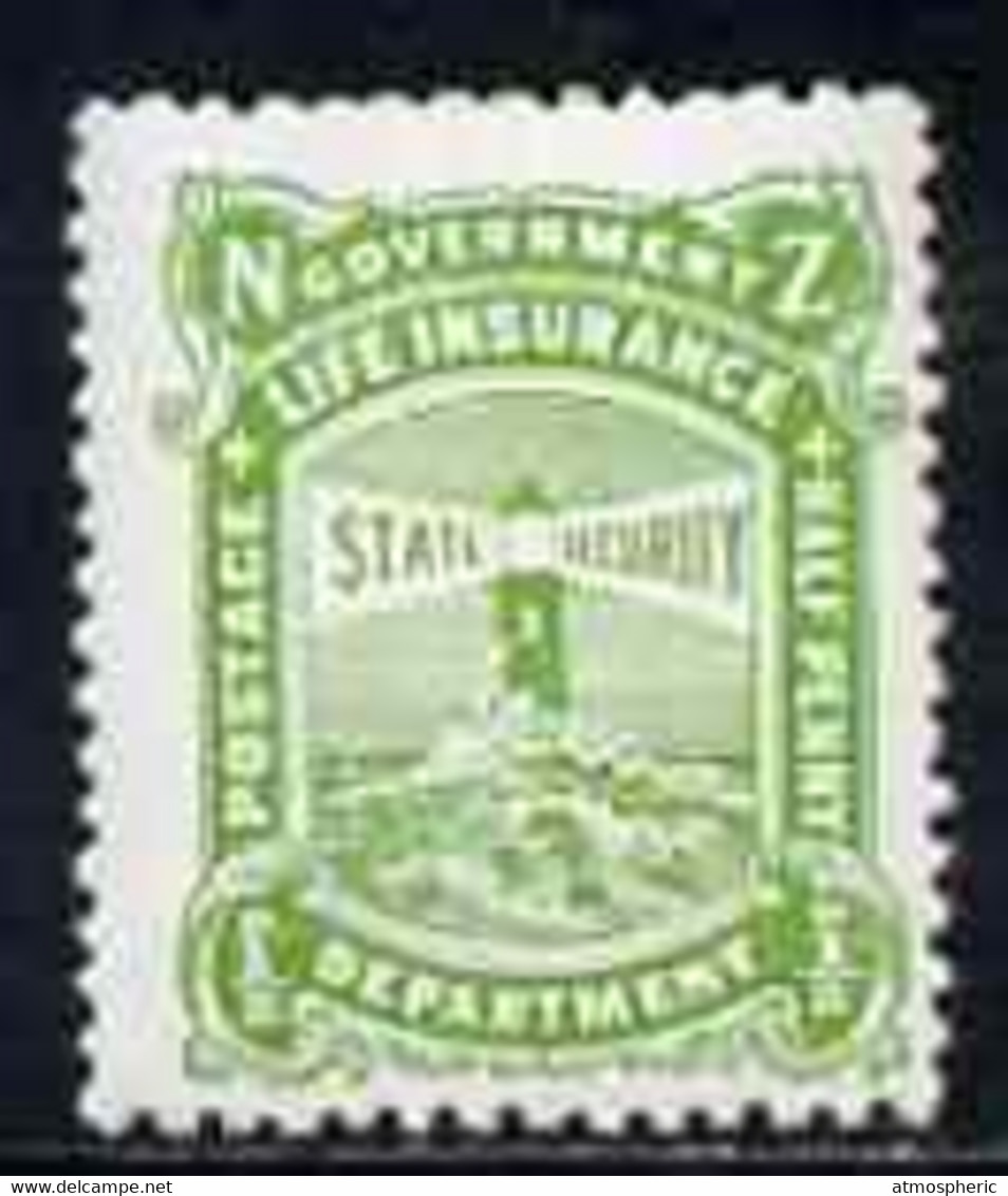 New Zealand 1913-37 Life Insurance 1/2d Yellow-green P14x15 (Lighthouse) U/M Some Toning, SG L36a - Neufs