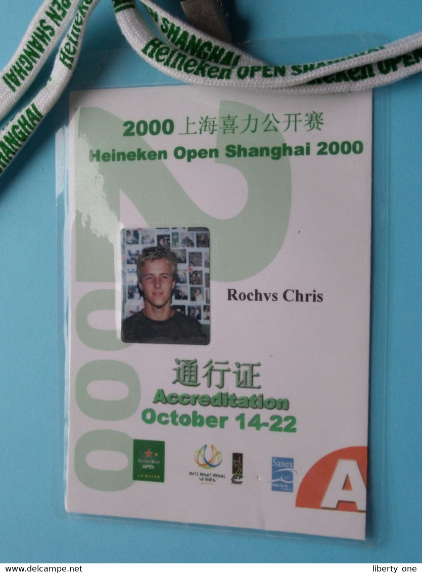 HEINEKEN OPEN SHANGHAI 2000 : CHRISTOPHE ROCHUS Belgium / Accreditation CARD / With ORIGINAL Lanyard / Cordon ! - Autres & Non Classés