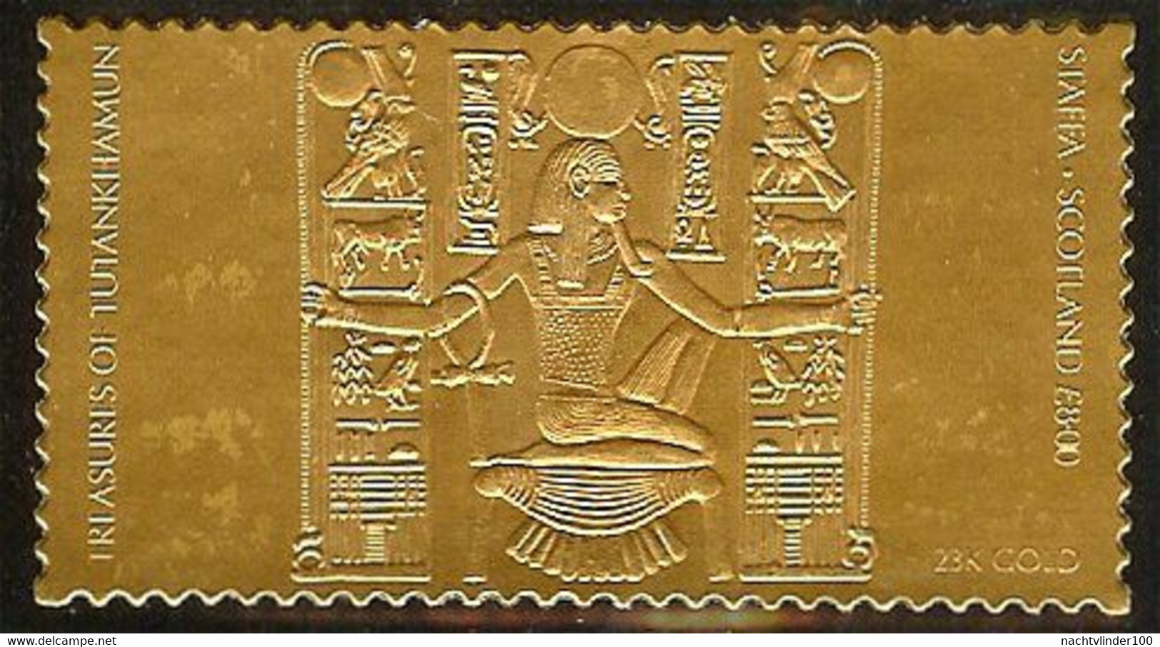 Mzm003 CINDERELLA KUNST CULTUUR TOETANCHAMON 23K GOLDEN STAMP TUTENKHAMUN KING BIRDS COW ART STAFFA SCOTLAND 81 PF/MNH - Cinderellas