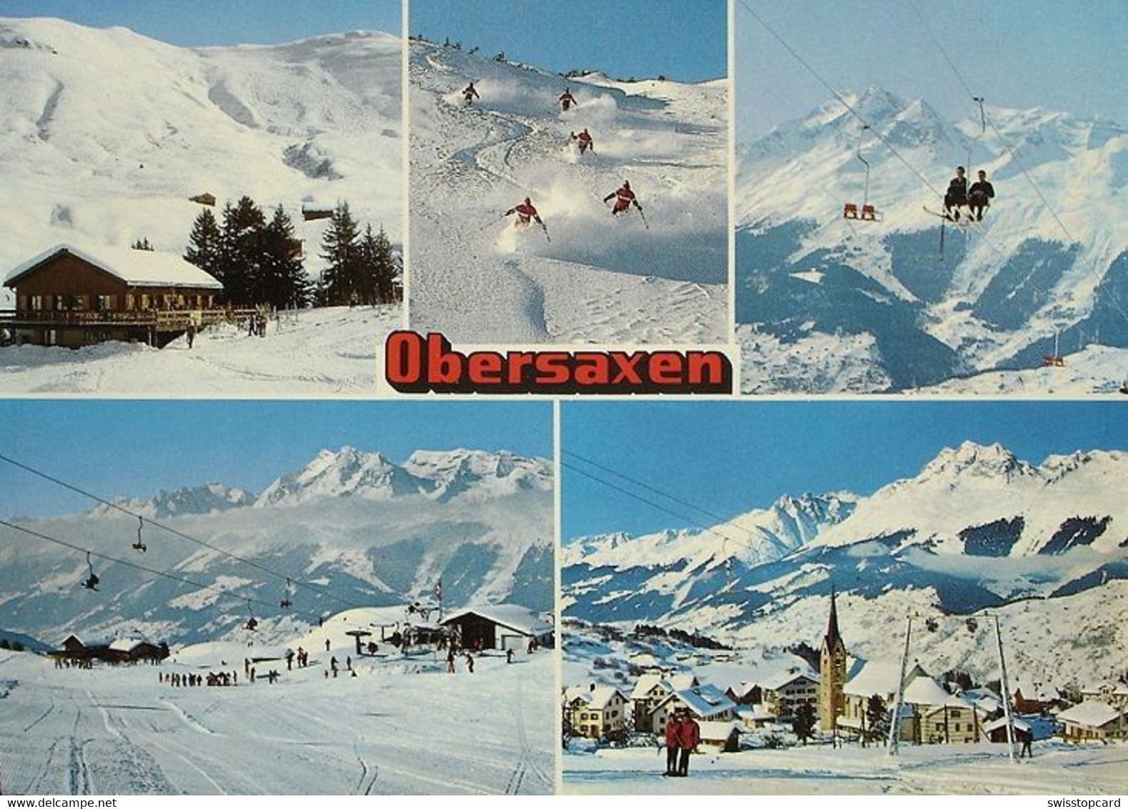 OBERSAXEN Skiläufer Sesselbahn Skilift - Obersaxen