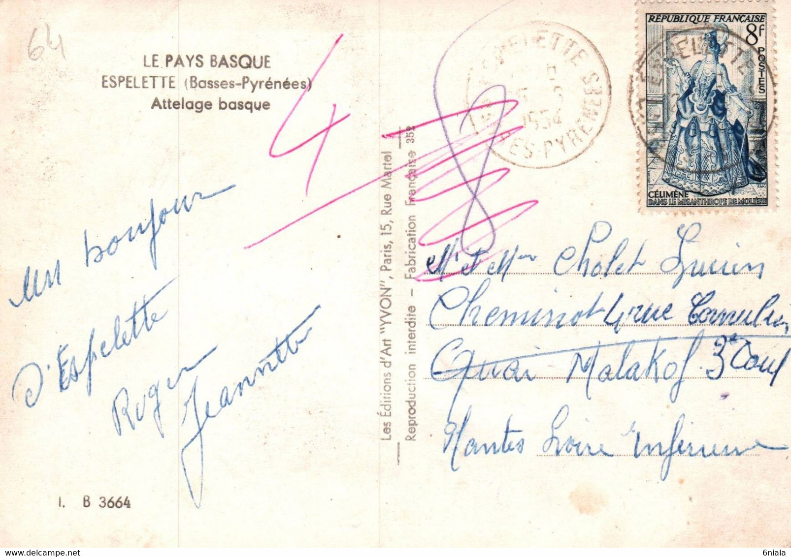 4705 Carte Postale ESPELETTE  Attelage Basque   Boeufs        64 Pyrénées Atlantique - Espelette