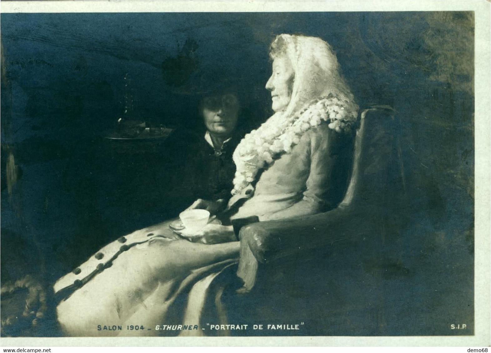 Fantaisie Homme Et Femme  Tableau Portrait De Famille Salon 1904 G. Thurner Carte Photo - Autres & Non Classés