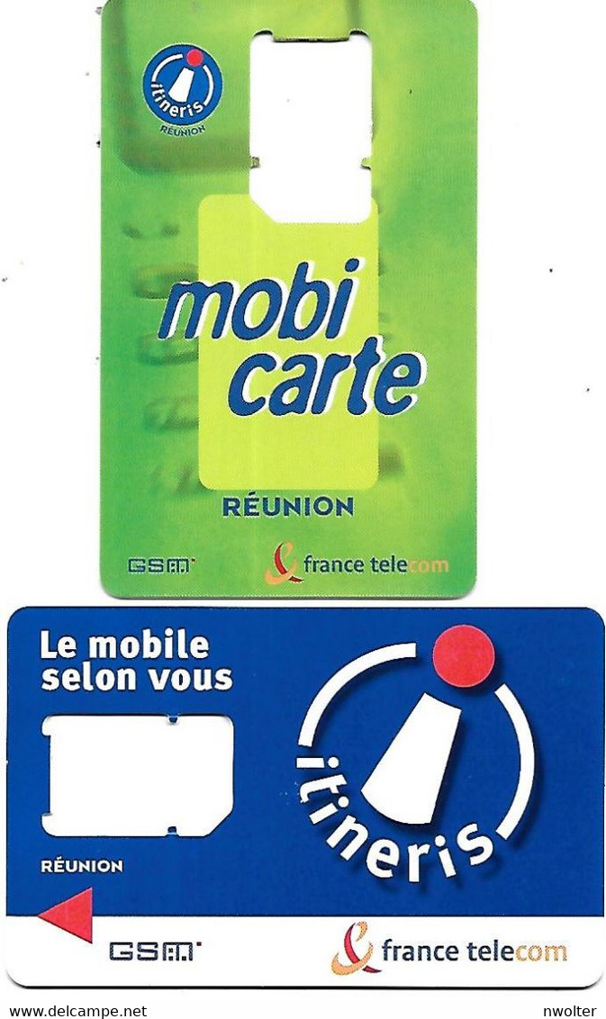 @+ Lot De 2 Cartes Support SIM De La Réunion - Itineris - Reunión
