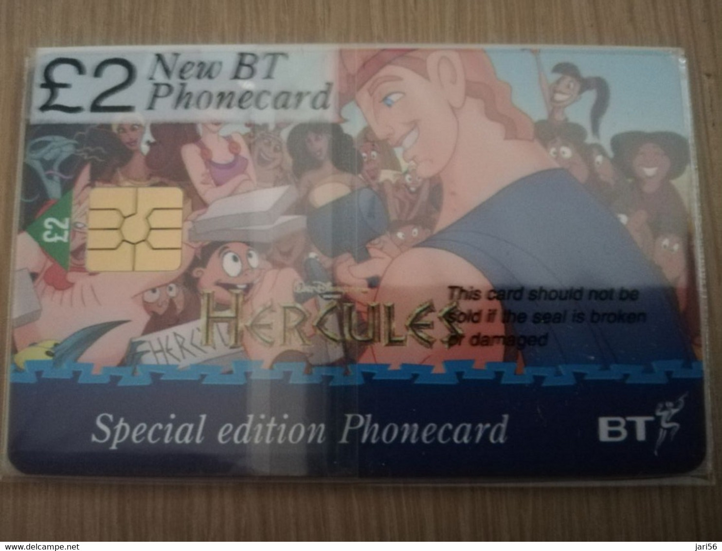 GREAT BRETAGNE  CHIPCARDS HERCULES/ DISNEY  SERIE 6X 2 POUND sealed in wrapper    MINT CONDITION      **3856**