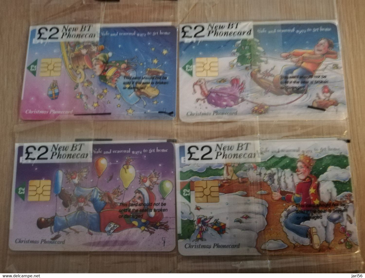 GREAT BRETAGNE  CHIPCARDS  CHRISTMAS TAFERELS    SERIE 4X 2 POUND sealed in wrapper    MINT CONDITION      **3858**