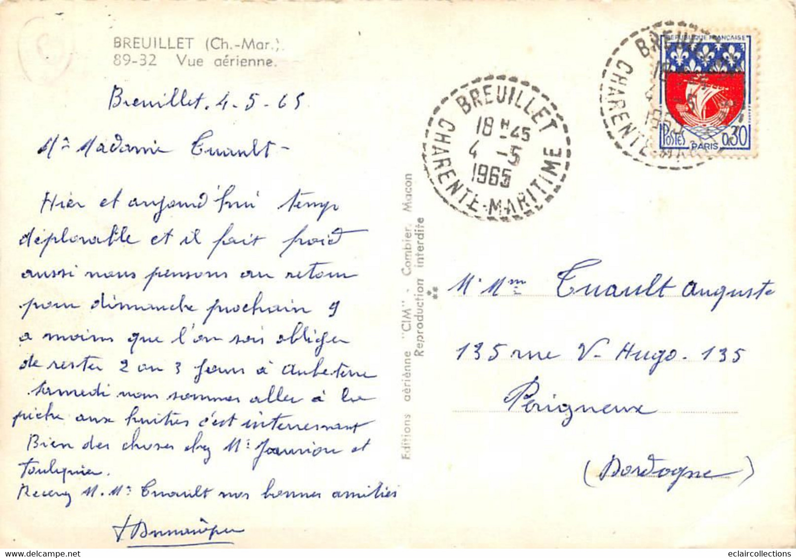 Breuillet       17       Vue Aérienne  10x15   - 1965 -      (voir Scan) - Other & Unclassified