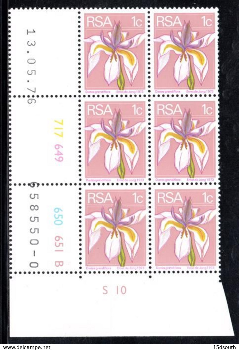South Africa - 1976 2nd Definitive 1c Control Block (1976.05.13) Pane B (**) # SG 348 - Blocks & Sheetlets