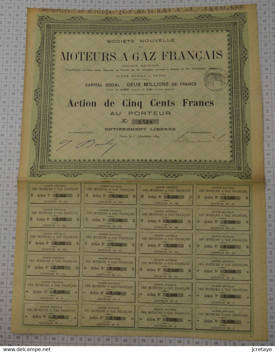Sté Des Moteurs à Gaz Français En 1889 - Automobil