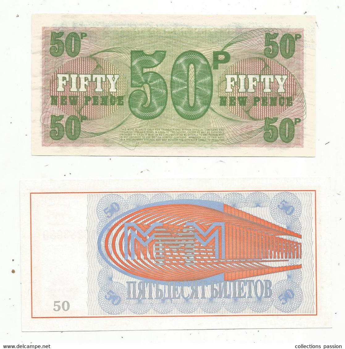 JC , Billet , EUROPE ,British Armed Forces , RUSSIE , 2 Scans , LOT DE 2 BILLETS  UNC - Kilowaar - Bankbiljetten