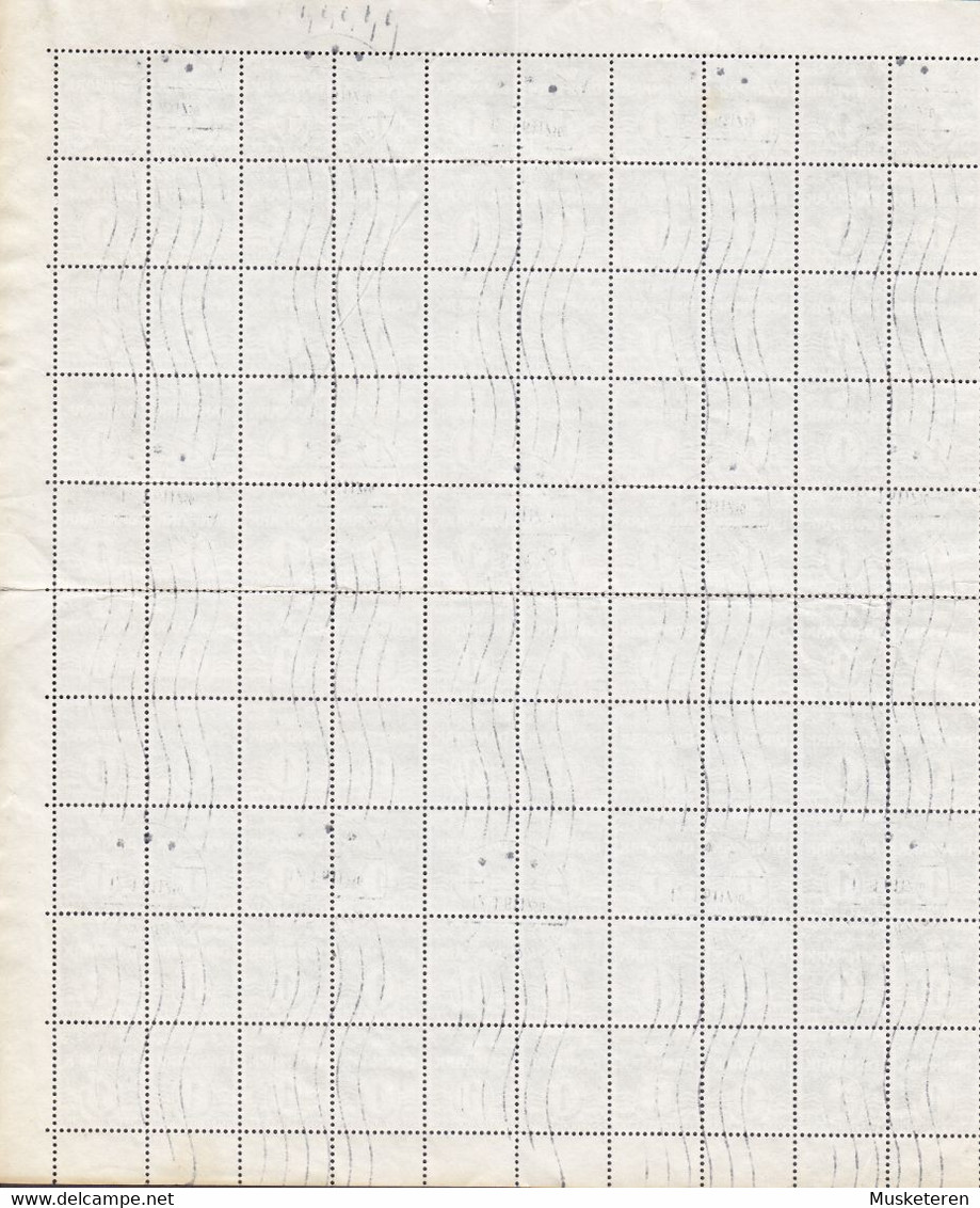 Denmark 1933 Mi. 195 II    1 Øre Wellenlinien Type II Postally Used TÅSTRUP Full Sheet Marginal Number '1678' - Feuilles Complètes Et Multiples