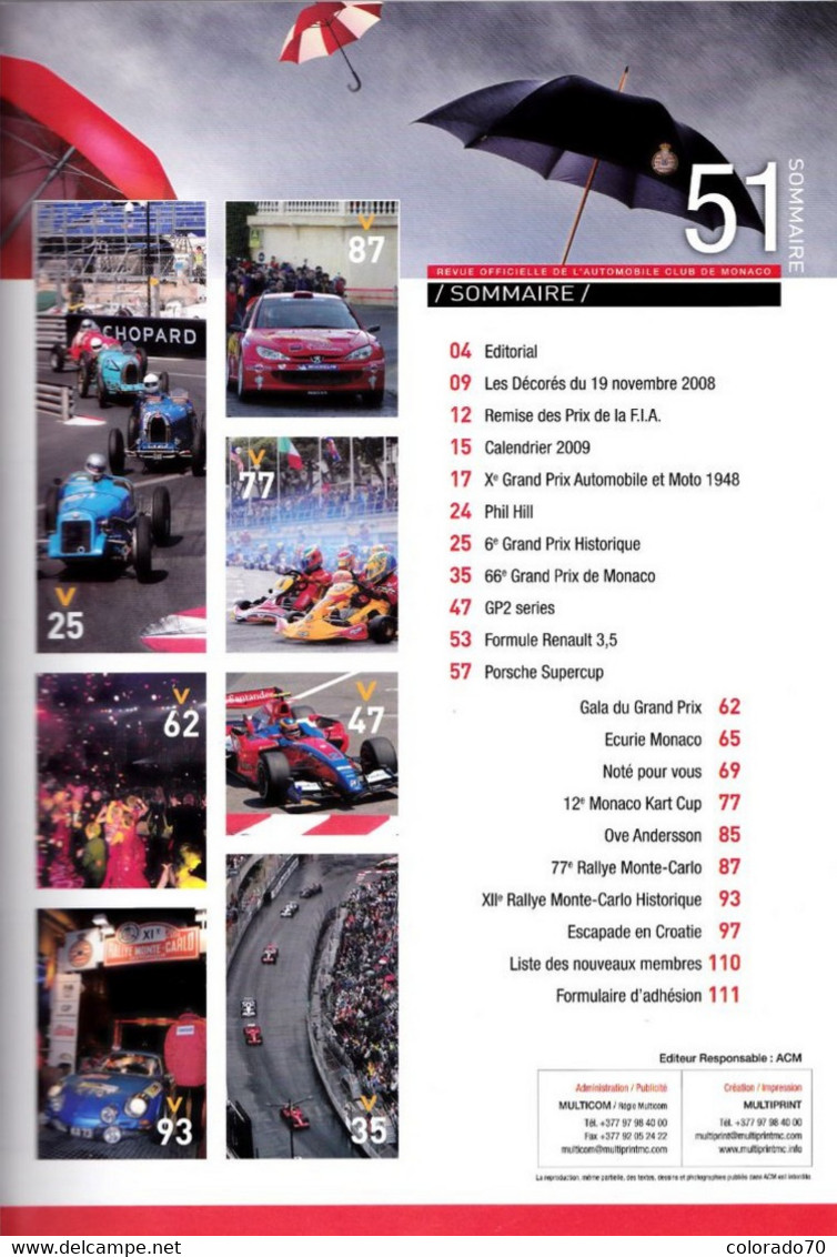 REVUE AUTOMOBILE CLUB DE MONACO .RALLYE MONTE CARLO  SEBASTIEN LOEB , 111 PAGES Sommaire (scans) - Auto/Moto