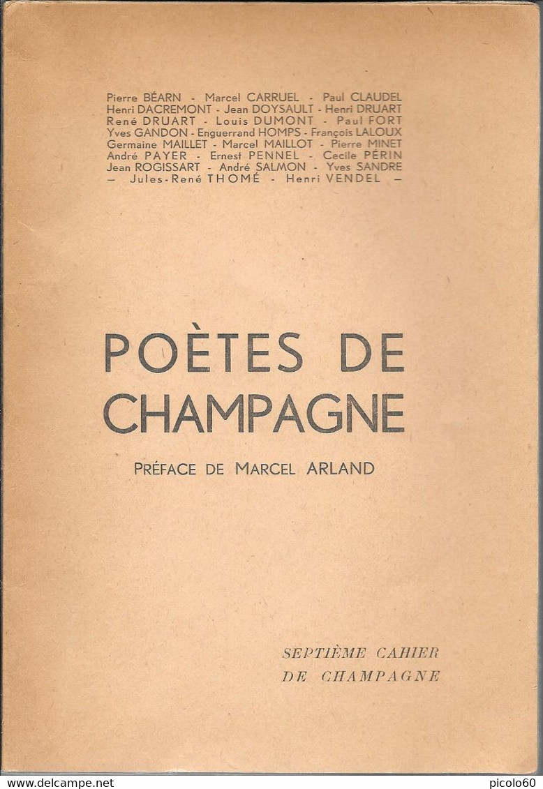 POETES DE CHAMPAGNE - Auteurs Français