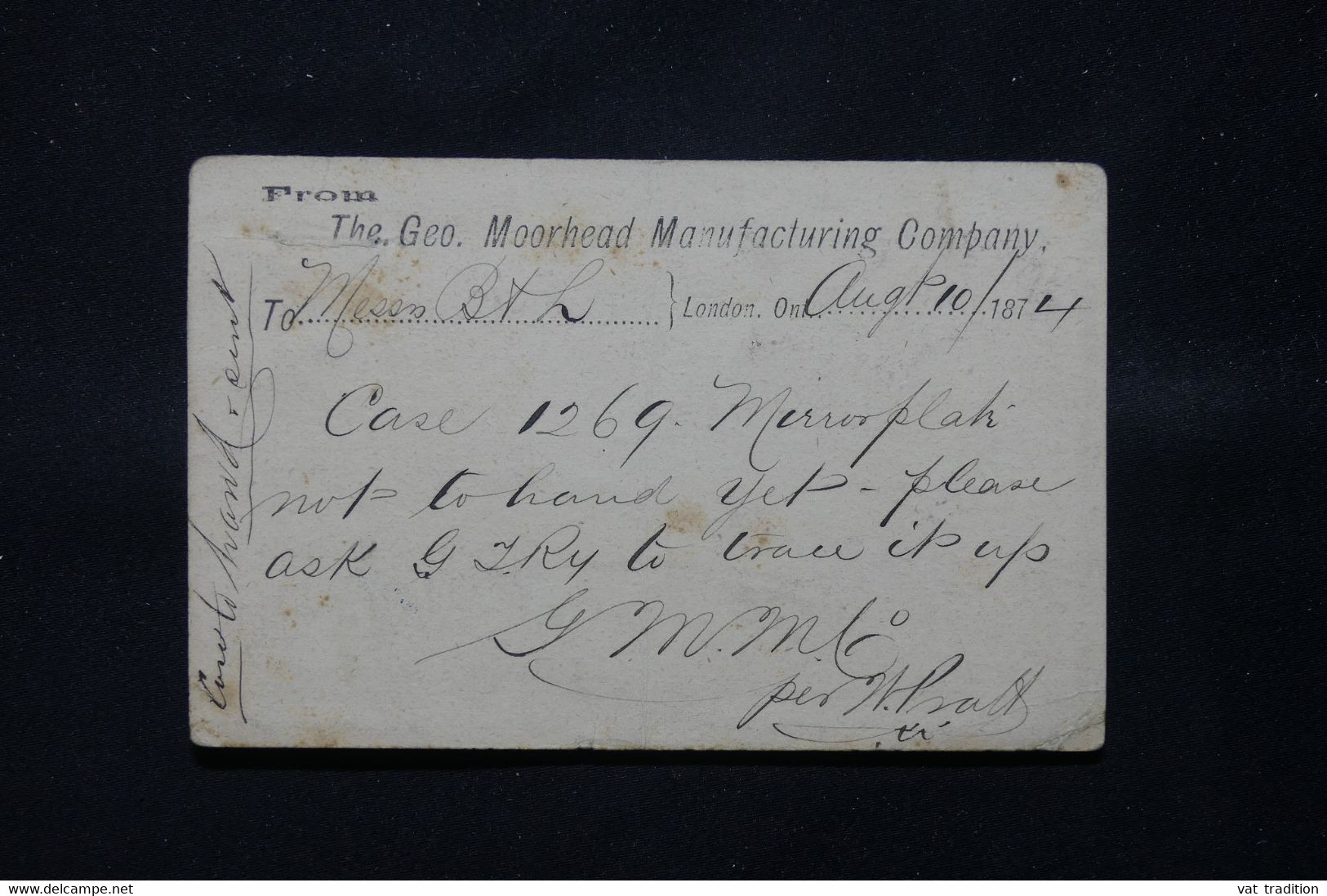 CANADA - Entier Postal Avec Repiquage Au Verso De London En 1874 Pour Montréal  - L 78807 - 1860-1899 Regering Van Victoria