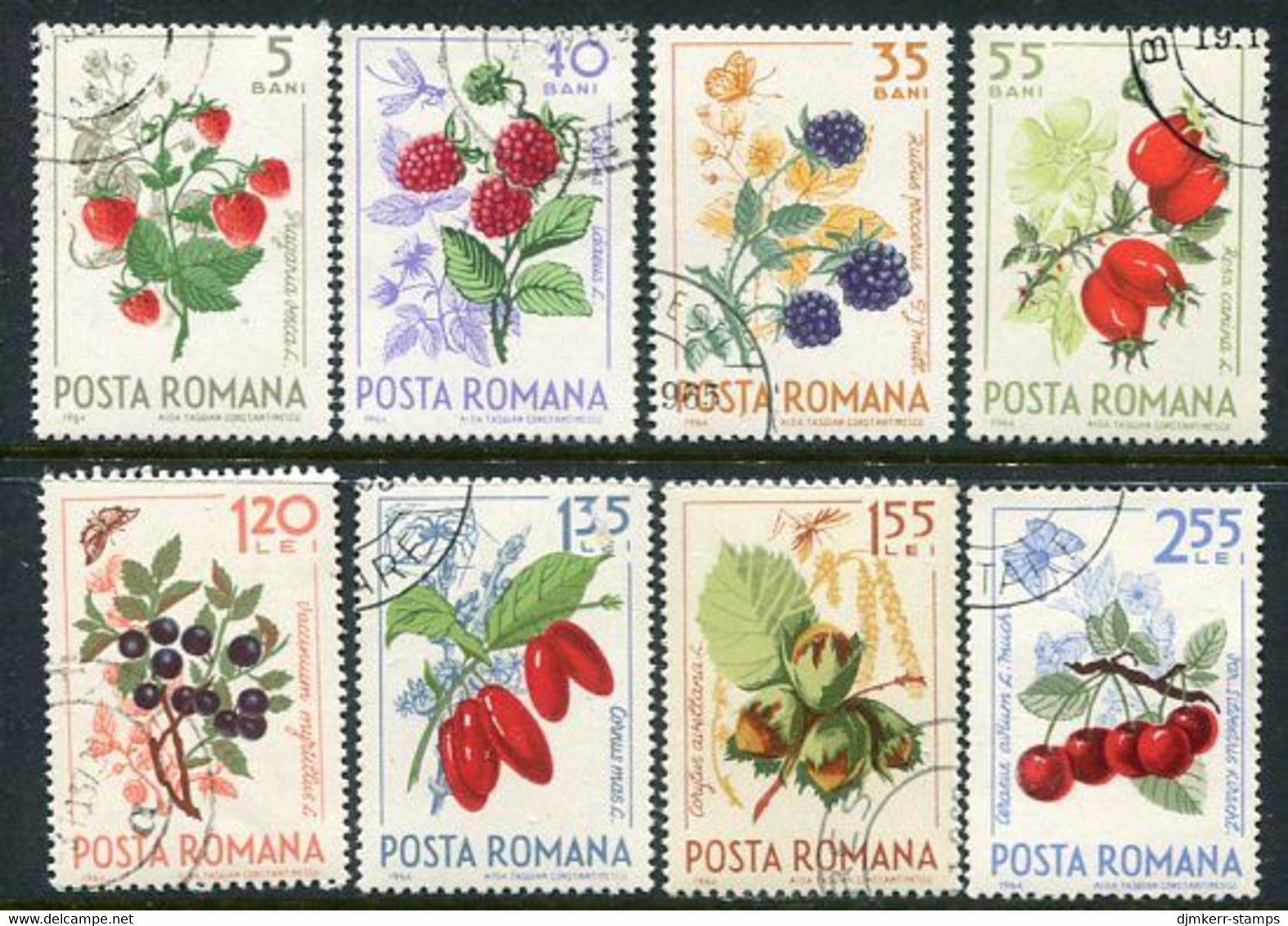 ROMANIA 1964 Wild Berries Used.  Michel 2361-68 - Usado